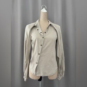 Vintage BODYBAG Asymmetrical Button Down Shirt with Tie Detail